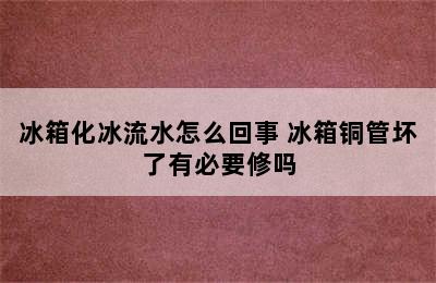 冰箱化冰流水怎么回事 冰箱铜管坏了有必要修吗